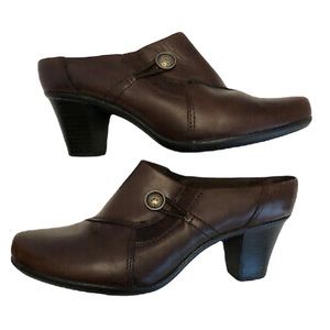 MICHEL M Maryport Womens 9M Slip On Leather Clogs Mules Brown